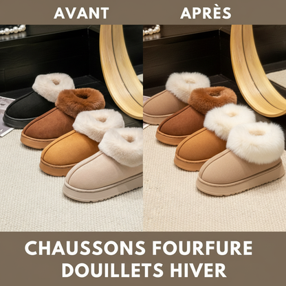 2025 High Quality of  Women's Fashion Snow Boots Fluffy Plush Faux Fur Soft Slippers Winter Indoor Comfortable Home men's Shoes