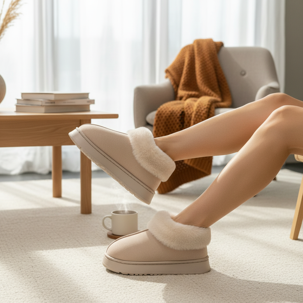 2025 High Quality of  Women's Fashion Snow Boots Fluffy Plush Faux Fur Soft Slippers Winter Indoor Comfortable Home men's Shoes