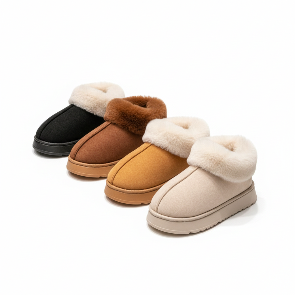 2025 High Quality of  Women's Fashion Snow Boots Fluffy Plush Faux Fur Soft Slippers Winter Indoor Comfortable Home men's Shoes